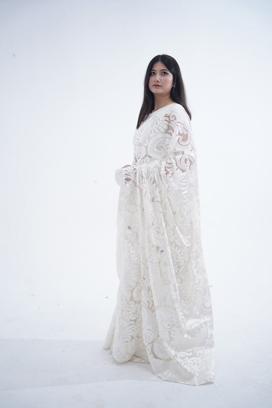 Italian Chantilly Embellished Sari