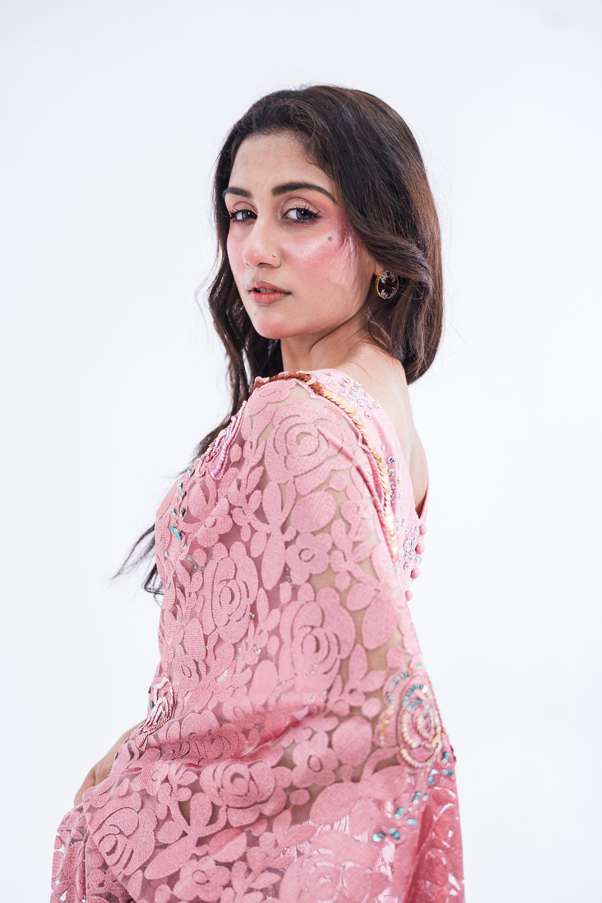 Italian Chantilly Embellished Sari - Iman Rashid