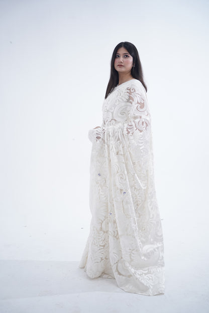 Italian Chantilly Embellished Sari - Iman Rashid