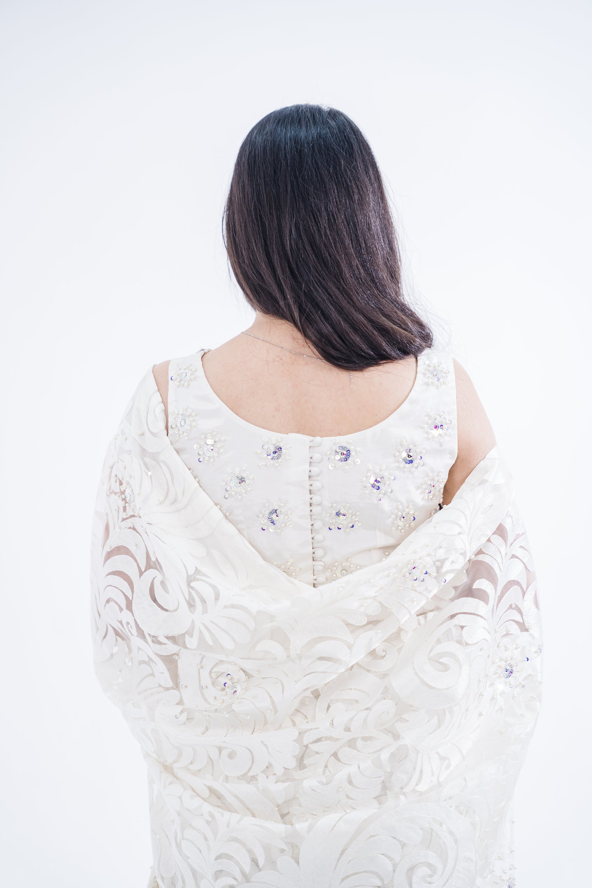 Italian Chantilly Embellished Sari - Iman Rashid